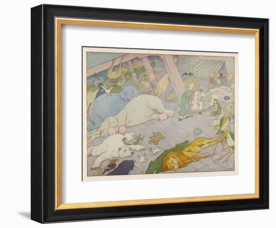 Noah's Ark, Some of the Animals Suffer from Sea-Sickness-E. Boyd Smith-Framed Art Print