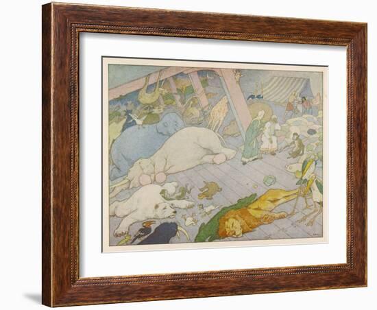 Noah's Ark, Some of the Animals Suffer from Sea-Sickness-E. Boyd Smith-Framed Art Print