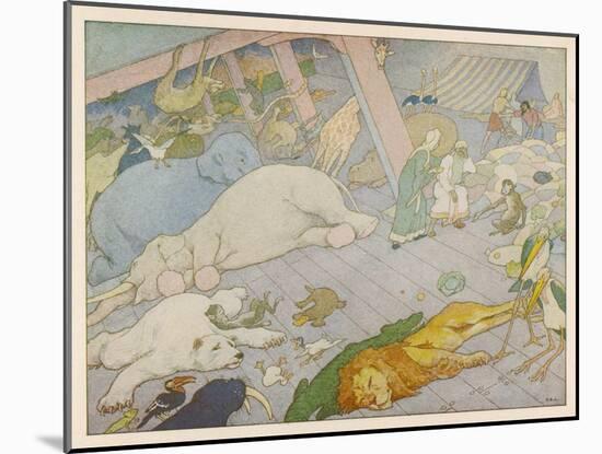 Noah's Ark, Some of the Animals Suffer from Sea-Sickness-E. Boyd Smith-Mounted Art Print