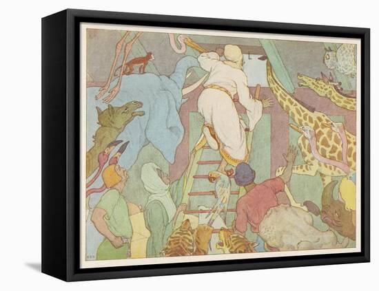 Noah's Ark, The Ark's Passengers Have Their First Sight of Land-E. Boyd Smith-Framed Stretched Canvas