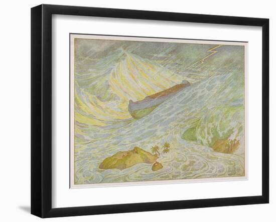 Noah's Ark, The Ark Weathers Some Pretty Rough Weather as the Storm Build Up-E. Boyd Smith-Framed Art Print