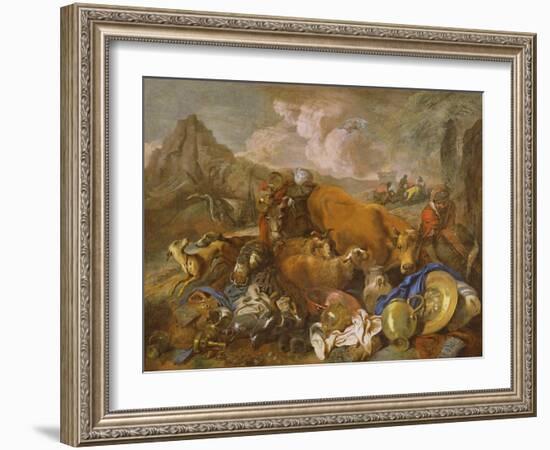 Noah's Sacrifice on Leaving the Ark (Oil on Canvas)-Italian School-Framed Giclee Print