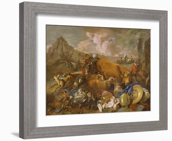 Noah's Sacrifice on Leaving the Ark (Oil on Canvas)-Italian School-Framed Giclee Print
