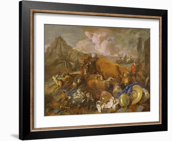 Noah's Sacrifice on Leaving the Ark (Oil on Canvas)-Italian School-Framed Giclee Print