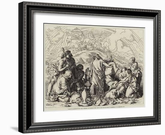 Noah's Sacrifice, the Ark Resteth on Ararat, the Bow Is Set in the Cloud-Daniel Maclise-Framed Giclee Print