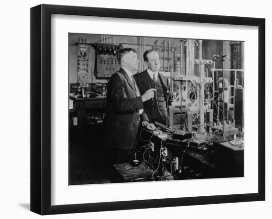 Nobel Prize Winners Irving Langmuir (Left) with Guglielmo Marconi, Ca. 1920-null-Framed Photo