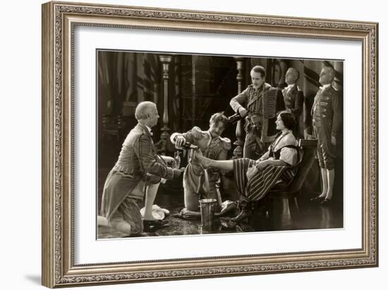 Nobility Pouring Champagne over Woman's Foot-null-Framed Art Print