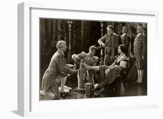 Nobility Pouring Champagne over Woman's Foot-null-Framed Art Print