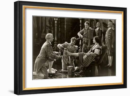 Nobility Pouring Champagne over Woman's Foot-null-Framed Art Print