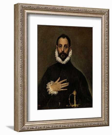 Nobleman with His Hand on His Chest, C. 1580-El Greco-Framed Giclee Print