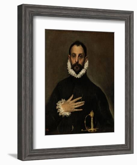 Nobleman with His Hand on His Chest, C. 1580-El Greco-Framed Giclee Print