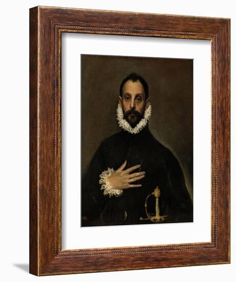 Nobleman with His Hand on His Chest, C. 1580-El Greco-Framed Giclee Print