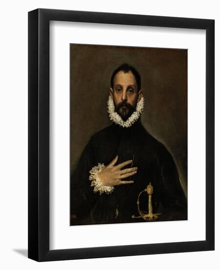 Nobleman with His Hand on His Chest, C. 1580-El Greco-Framed Giclee Print