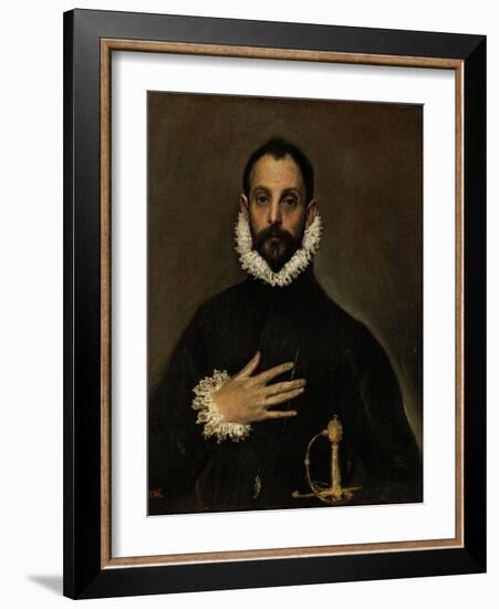 Nobleman with His Hand on His Chest, C. 1580-El Greco-Framed Giclee Print