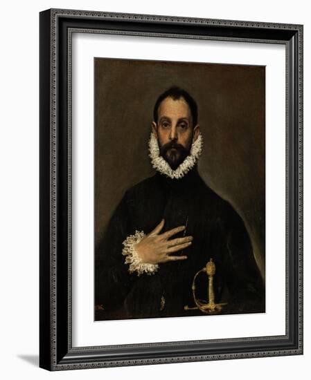 Nobleman with His Hand on His Chest, C. 1580-El Greco-Framed Giclee Print