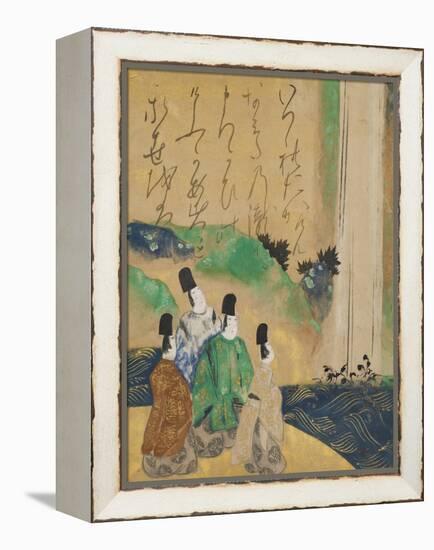 Nobles Viewing the Nunobiki Waterfall, C.1643-Tawaraya Sotatsu-Framed Premier Image Canvas