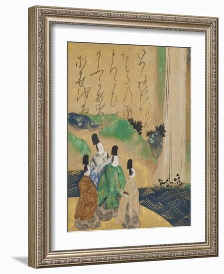 Nobles Viewing the Nunobiki Waterfall, C.1643-Tawaraya Sotatsu-Framed Giclee Print