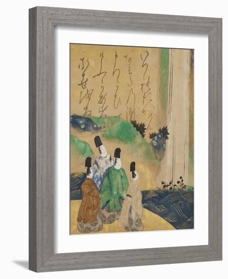 Nobles Viewing the Nunobiki Waterfall, C.1643-Tawaraya Sotatsu-Framed Giclee Print