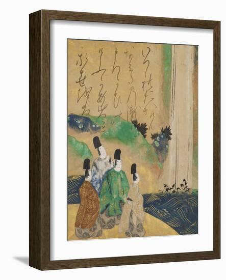 Nobles Viewing the Nunobiki Waterfall, C.1643-Tawaraya Sotatsu-Framed Giclee Print