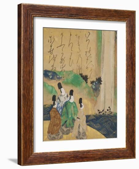 Nobles Viewing the Nunobiki Waterfall, C.1643-Tawaraya Sotatsu-Framed Giclee Print