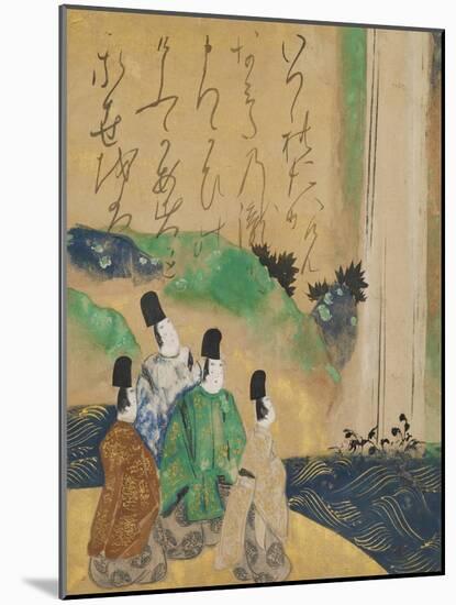 Nobles Viewing the Nunobiki Waterfall, C.1643-Tawaraya Sotatsu-Mounted Giclee Print