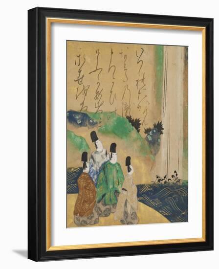 Nobles Viewing the Nunobiki Waterfall, C.1643-Tawaraya Sotatsu-Framed Giclee Print