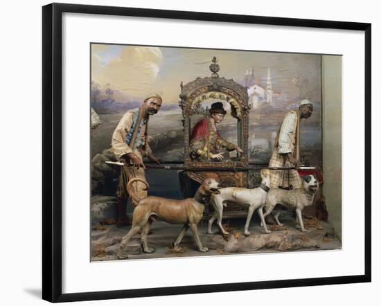 Noblewoman on Sedan Chair and Dogs, Figurines for Neapolitan Nativity Scene by Salvatore Di Franco-null-Framed Giclee Print