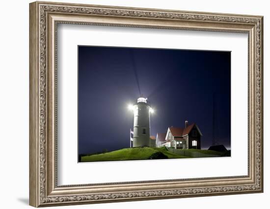 Nobska Light in Fog at Night-Paul Souders-Framed Photographic Print