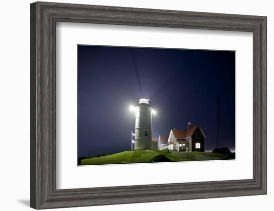 Nobska Light in Fog at Night-Paul Souders-Framed Photographic Print