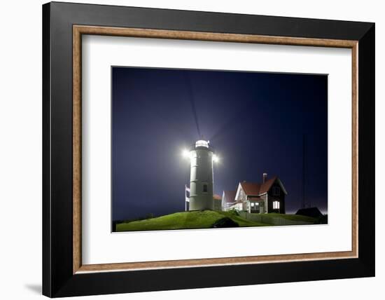 Nobska Light in Fog at Night-Paul Souders-Framed Photographic Print