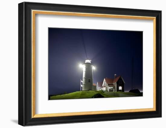 Nobska Light in Fog at Night-Paul Souders-Framed Photographic Print