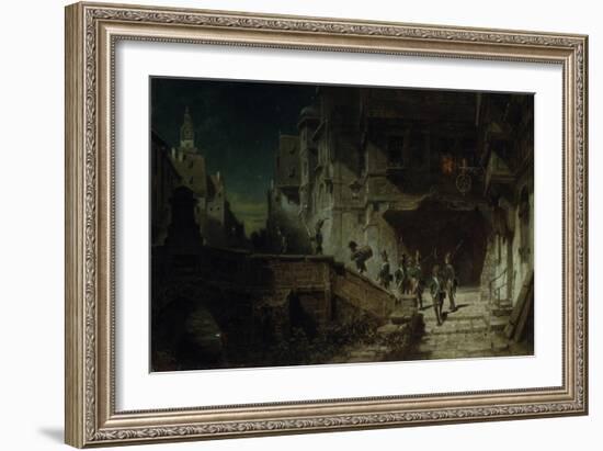 Nocturnal Round. before 1879-Carl Spitzweg-Framed Giclee Print