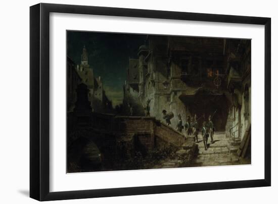 Nocturnal Round. before 1879-Carl Spitzweg-Framed Giclee Print