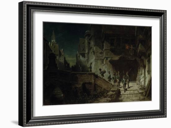 Nocturnal Round. before 1879-Carl Spitzweg-Framed Giclee Print