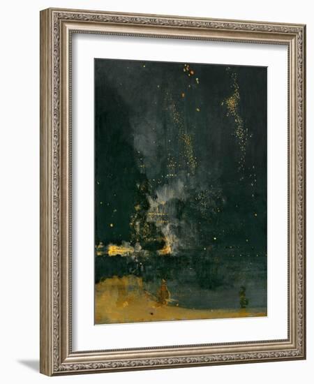 Nocturne in Black and Gold, the falling Rocket, 1875 (Oil on Panel)-James Abbott McNeill Whistler-Framed Giclee Print