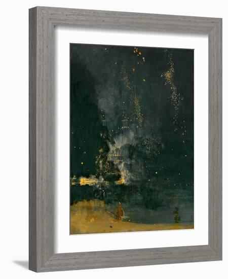 Nocturne in Black and Gold, the falling Rocket, 1875 (Oil on Panel)-James Abbott McNeill Whistler-Framed Giclee Print