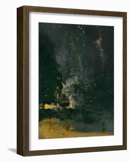 Nocturne in Black and Gold, the falling Rocket, 1875 (Oil on Panel)-James Abbott McNeill Whistler-Framed Giclee Print