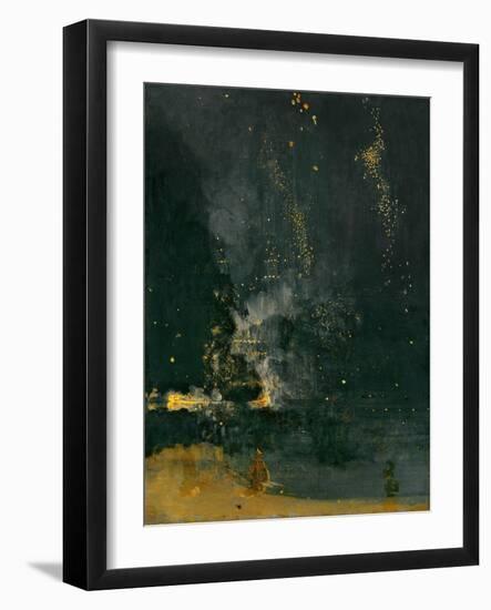 Nocturne in Black and Gold, the falling Rocket, 1875 (Oil on Panel)-James Abbott McNeill Whistler-Framed Giclee Print