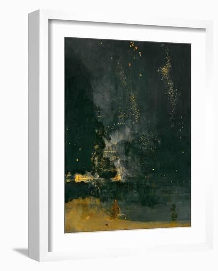 Nocturne in Black and Gold, the falling Rocket, 1875 (Oil on Panel)-James Abbott McNeill Whistler-Framed Giclee Print