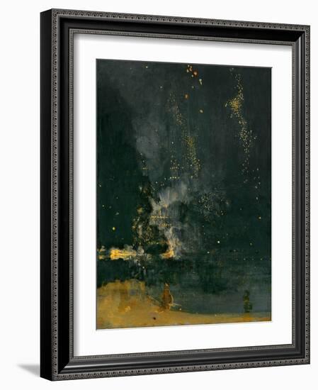 Nocturne in Black and Gold, the falling Rocket, 1875 (Oil on Panel)-James Abbott McNeill Whistler-Framed Giclee Print