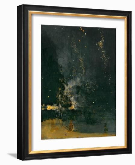 Nocturne in Black and Gold, the falling Rocket, 1875 (Oil on Panel)-James Abbott McNeill Whistler-Framed Giclee Print