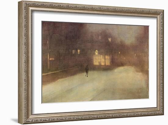 Nocturne in Gray and Gold, Snow in Chelsea-James Abbott McNeill Whistler-Framed Art Print