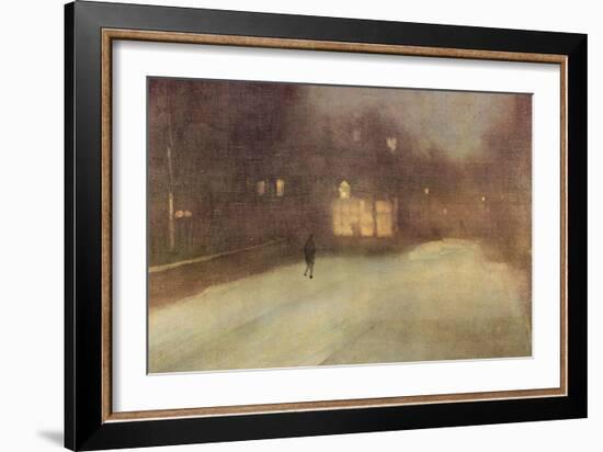 Nocturne in Gray and Gold, Snow in Chelsea-James Abbott McNeill Whistler-Framed Art Print