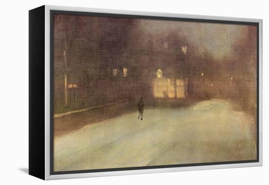 Nocturne in Gray and Gold, Snow in Chelsea-James Abbott McNeill Whistler-Framed Stretched Canvas