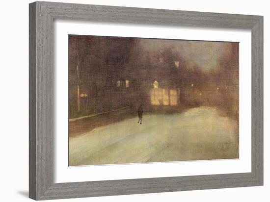 Nocturne In Gray and Gold, Snow In Chelsea-James Abbott McNeill Whistler-Framed Art Print