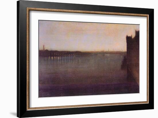 Nocturne in Gray and Gold, Westminster Bridge-James Abbott McNeill Whistler-Framed Art Print