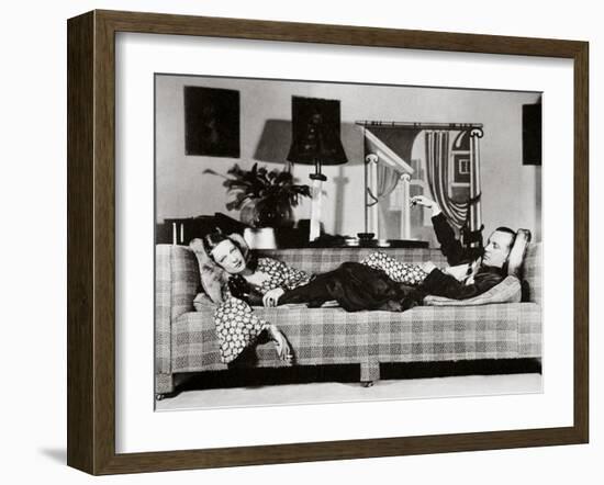 Noel Coward and Gertrude Lawrence in a scene from 'Private Lives', New York, USA, 1931-Unknown-Framed Photographic Print