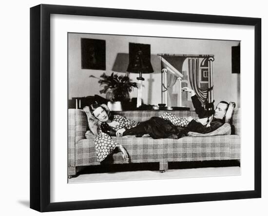 Noel Coward and Gertrude Lawrence in a scene from 'Private Lives', New York, USA, 1931-Unknown-Framed Photographic Print