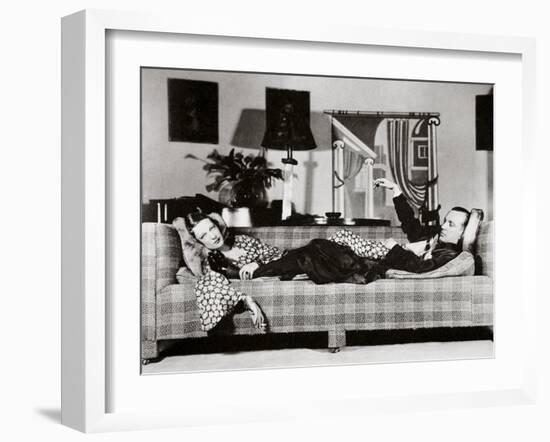 Noel Coward and Gertrude Lawrence in a scene from 'Private Lives', New York, USA, 1931-Unknown-Framed Photographic Print