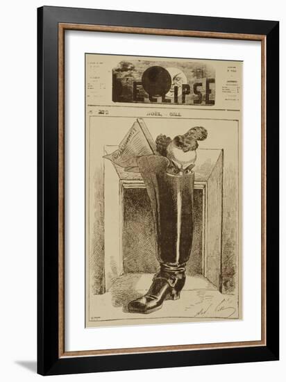 Noël, the Marseillaise in a Boot, Cover Illustration from 'L'Eclipse' Magazine, 26th December 1868-Andre Gill-Framed Giclee Print